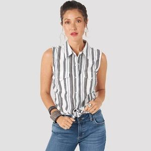 Wrangler Retro Sleeveless Button Up Striped Shirt